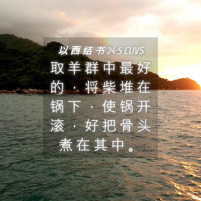 Picture 04 - 以 西 结 书 24:5 CUVS - 取 羊 群 中 最 好 的 ， 将 柴 堆 在 - Bible Verse Picture