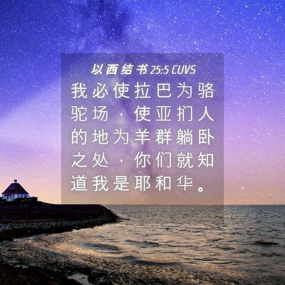 Picture 04 - 以 西 结 书 25:5 CUVS - 我 必 使 拉 巴 为 骆 驼 场 ， 使 亚 - Bible Verse Picture