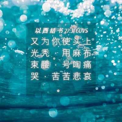 Picture 04 - 以 西 结 书 27:31 CUVS - 又 为 你 使 头 上 光 秃 ， 用 麻 布 - Bible Verse Picture