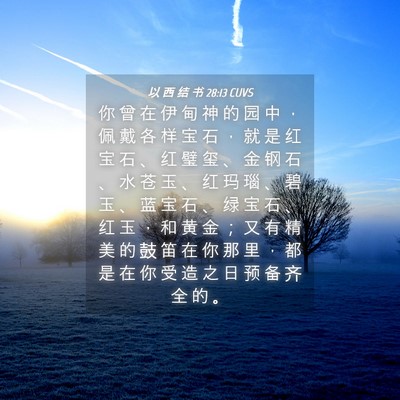 Picture 04 - 以 西 结 书 28:13 CUVS - 你 曾 在 伊 甸 神 的 园 中 ， 佩 戴 - Bible Verse Picture
