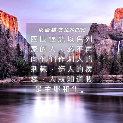 Picture 04 - 以 西 结 书 28:24 CUVS - 四 围 恨 恶 以 色 列 家 的 人 ， 必 - Bible Verse Picture