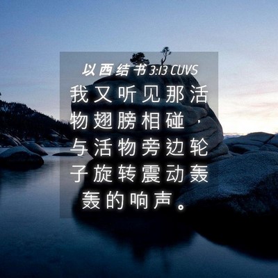 Picture 04 - 以 西 结 书 3:13 CUVS - 我 又 听 见 那 活 物 翅 膀 相 碰 ， - Bible Verse Picture