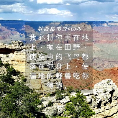 Picture 04 - 以 西 结 书 32:4 CUVS - 我 必 将 你 丢 在 地 上 ， 抛 在 田 - Bible Verse Picture