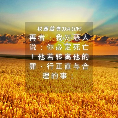 Picture 04 - 以 西 结 书 33:14 CUVS - 再 者 ， 我 对 恶 人 说 ： 你 必 定 - Bible Verse Picture