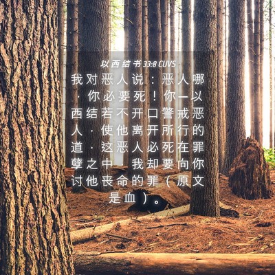Picture 04 - 以 西 结 书 33:8 CUVS - 我 对 恶 人 说 ： 恶 人 哪 ， 你 必 - Bible Verse Picture