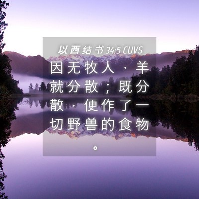 Picture 04 - 以 西 结 书 34:5 CUVS - 因 无 牧 人 ， 羊 就 分 散 ； 既 分 - Bible Verse Picture