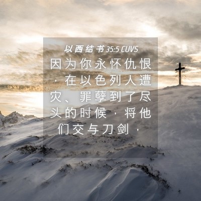Picture 04 - 以 西 结 书 35:5 CUVS - 因 为 你 永 怀 仇 恨 ， 在 以 色 列 - Bible Verse Picture