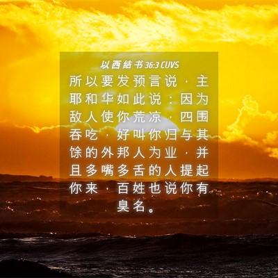 Picture 04 - 以 西 结 书 36:3 CUVS - 所 以 要 发 预 言 说 ， 主 耶 和 华 - Bible Verse Picture