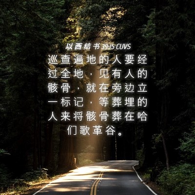 Picture 04 - 以 西 结 书 39:15 CUVS - 巡 查 遍 地 的 人 要 经 过 全 地 ， - Bible Verse Picture