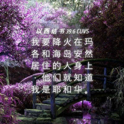Picture 04 - 以 西 结 书 39:6 CUVS - 我 要 降 火 在 玛 各 和 海 岛 安 然 - Bible Verse Picture
