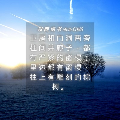 Picture 04 - 以 西 结 书 40:16 CUVS - 卫 房 和 门 洞 两 旁 柱 间 并 廊 子 - Bible Verse Picture