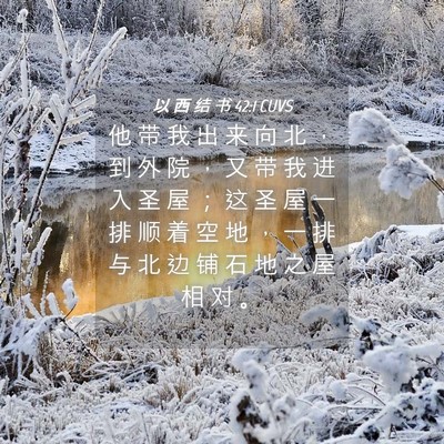 Picture 04 - 以 西 结 书 42:1 CUVS - 他 带 我 出 来 向 北 ， 到 外 院 ， - Bible Verse Picture