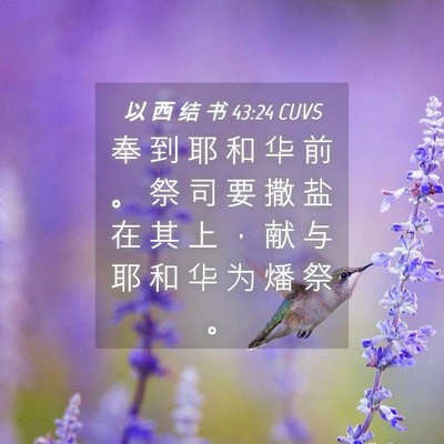 Picture 04 - 以 西 结 书 43:24 CUVS - 奉 到 耶 和 华 前 。 祭 司 要 撒 盐 - Bible Verse Picture