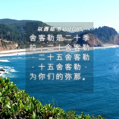 Picture 04 - 以 西 结 书 45:12 CUVS - 舍 客 勒 是 二 十 季 拉 ； 二 十 舍 - Bible Verse Picture