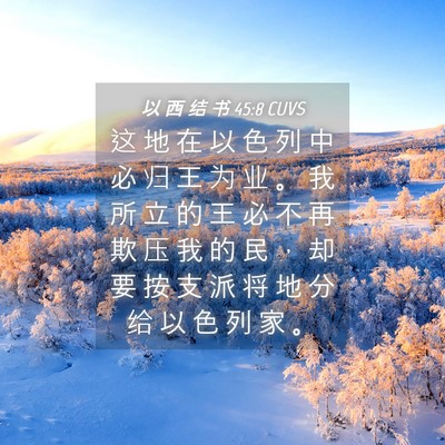 Picture 04 - 以 西 结 书 45:8 CUVS - 这 地 在 以 色 列 中 必 归 王 为 业 - Bible Verse Picture