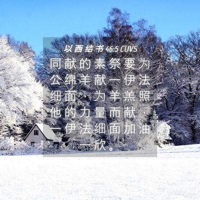 Picture 04 - 以 西 结 书 46:5 CUVS - 同 献 的 素 祭 要 为 公 绵 羊 献 一 - Bible Verse Picture