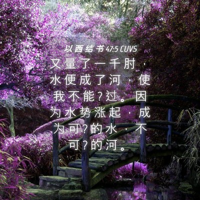 Picture 04 - 以 西 结 书 47:5 CUVS - 又 量 了 一 千 肘 ， 水 便 成 了 河 - Bible Verse Picture
