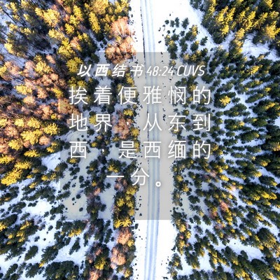 Picture 04 - 以 西 结 书 48:24 CUVS - 挨 着 便 雅 悯 的 地 界 ， 从 东 到 - Bible Verse Picture