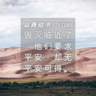 Picture 04 - 以 西 结 书 7:25 CUVS - 毁 灭 临 近 了 ， 他 们 要 求 平 安 - Bible Verse Picture