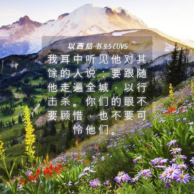Picture 04 - 以 西 结 书 9:5 CUVS - 我 耳 中 听 见 他 对 其 馀 的 人 说 - Bible Verse Picture