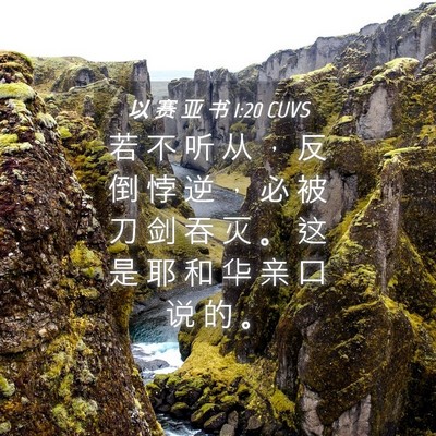 Picture 04 - 以 赛 亚 书 1:20 CUVS - 若 不 听 从 ， 反 倒 悖 逆 ， 必 被 - Bible Verse Picture