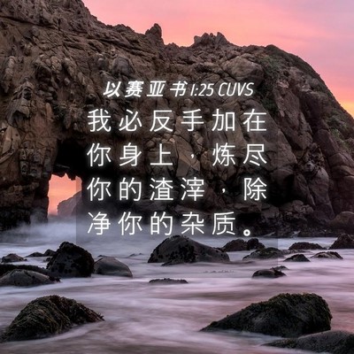 Picture 04 - 以 赛 亚 书 1:25 CUVS - 我 必 反 手 加 在 你 身 上 ， 炼 尽 - Bible Verse Picture