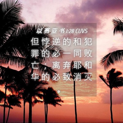 Picture 04 - 以 赛 亚 书 1:28 CUVS - 但 悖 逆 的 和 犯 罪 的 必 一 同 败 - Bible Verse Picture