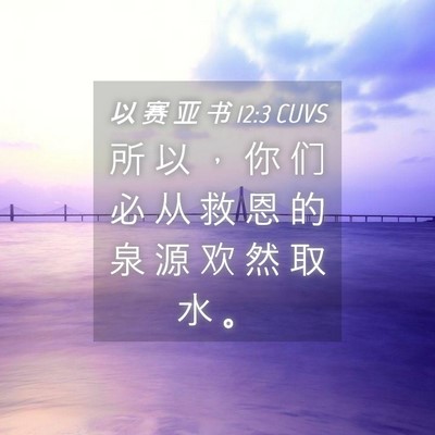 Picture 04 - 以 赛 亚 书 12:3 CUVS - 所 以 ， 你 们 必 从 救 恩 的 泉 源 - Bible Verse Picture