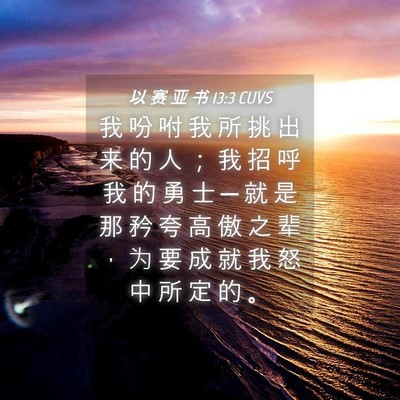 Picture 04 - 以 赛 亚 书 13:3 CUVS - 我 吩 咐 我 所 挑 出 来 的 人 ； 我 - Bible Verse Picture
