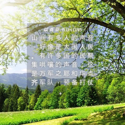 Picture 04 - 以 赛 亚 书 13:4 CUVS - 山 间 有 多 人 的 声 音 ， 好 像 是 - Bible Verse Picture