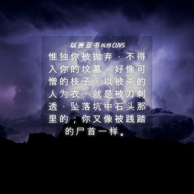 Picture 04 - 以 赛 亚 书 14:19 CUVS - 惟 独 你 被 抛 弃 ， 不 得 入 你 的 - Bible Verse Picture