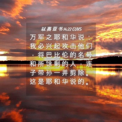 Picture 04 - 以 赛 亚 书 14:22 CUVS - 万 军 之 耶 和 华 说 ： 我 必 兴 起 - Bible Verse Picture