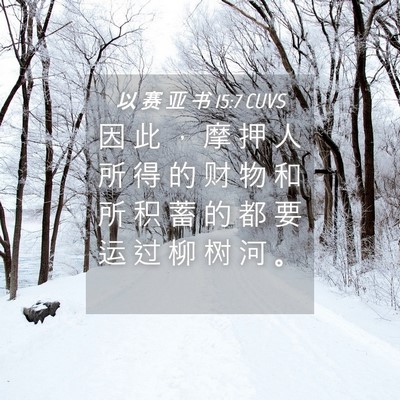 Picture 04 - 以 赛 亚 书 15:7 CUVS - 因 此 ， 摩 押 人 所 得 的 财 物 和 - Bible Verse Picture