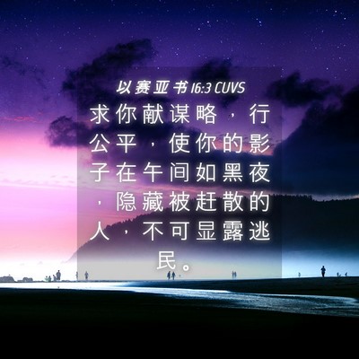 Picture 04 - 以 赛 亚 书 16:3 CUVS - 求 你 献 谋 略 ， 行 公 平 ， 使 你 - Bible Verse Picture