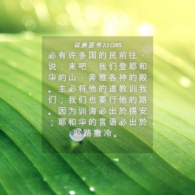 Picture 04 - 以 赛 亚 书 2:3 CUVS - 必 有 许 多 国 的 民 前 往 ， 说 ： - Bible Verse Picture