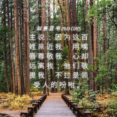 Picture 04 - 以 赛 亚 书 29:13 CUVS - 主 说 ： 因 为 这 百 姓 亲 近 我 ， - Bible Verse Picture