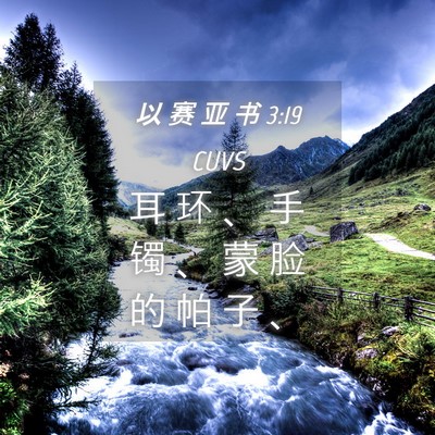 Picture 04 - 以 赛 亚 书 3:19 CUVS - 耳 环 、 手 镯 、 蒙 脸 的 帕 子 - Bible Verse Picture