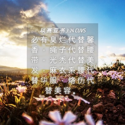Picture 04 - 以 赛 亚 书 3:24 CUVS - 必 有 臭 烂 代 替 馨 香 ， 绳 子 代 - Bible Verse Picture