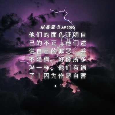 Picture 04 - 以 赛 亚 书 3:9 CUVS - 他 们 的 面 色 证 明 自 己 的 不 正 - Bible Verse Picture