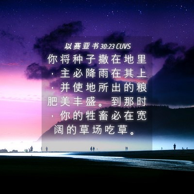 Picture 04 - 以 赛 亚 书 30:23 CUVS - 你 将 种 子 撒 在 地 里 ， 主 必 降 - Bible Verse Picture