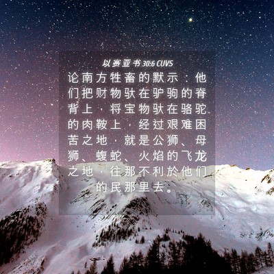 Picture 04 - 以 赛 亚 书 30:6 CUVS - 论 南 方 牲 畜 的 默 示 ： 他 们 把 - Bible Verse Picture