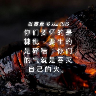Picture 04 - 以 赛 亚 书 33:11 CUVS - 你 们 要 怀 的 是 糠 秕 ， 要 生 的 - Bible Verse Picture