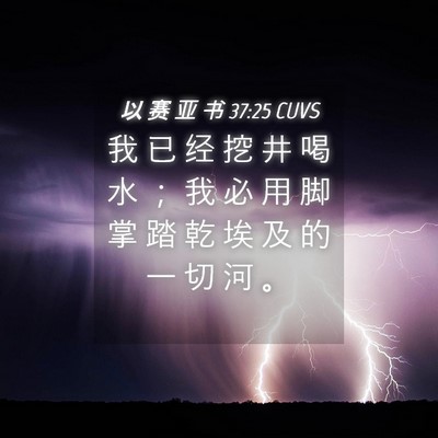Picture 04 - 以 赛 亚 书 37:25 CUVS - 我 已 经 挖 井 喝 水 ； 我 必 用 脚 - Bible Verse Picture