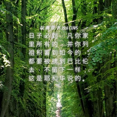 Picture 04 - 以 赛 亚 书 39:6 CUVS - 日 子 必 到 ， 凡 你 家 里 所 有 的 - Bible Verse Picture