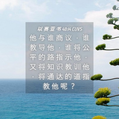 Picture 04 - 以 赛 亚 书 40:14 CUVS - 他 与 谁 商 议 ， 谁 教 导 他 ， 谁 - Bible Verse Picture