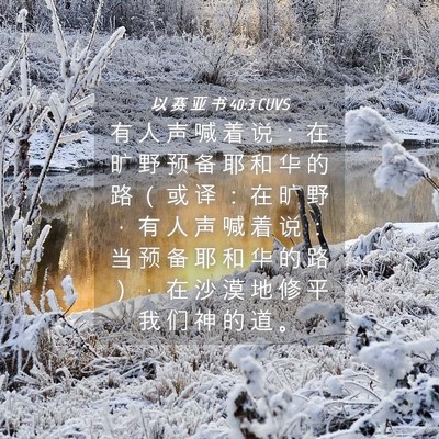 Picture 04 - 以 赛 亚 书 40:3 CUVS - 有 人 声 喊 着 说 ： 在 旷 野 预 备 - Bible Verse Picture