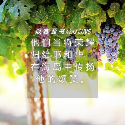 Picture 04 - 以 赛 亚 书 42:12 CUVS - 他 们 当 将 荣 耀 归 给 耶 和 华 ， - Bible Verse Picture