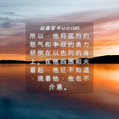 Picture 04 - 以 赛 亚 书 42:25 CUVS - 所 以 ， 他 将 猛 烈 的 怒 气 和 争 - Bible Verse Picture