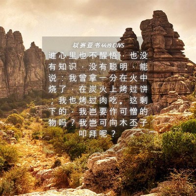 Picture 04 - 以 赛 亚 书 44:19 CUVS - 谁 心 里 也 不 醒 悟 ， 也 没 有 知 - Bible Verse Picture