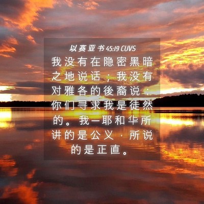 Picture 04 - 以 赛 亚 书 45:19 CUVS - 我 没 有 在 隐 密 黑 暗 之 地 说 话 - Bible Verse Picture
